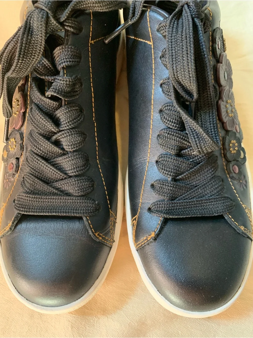 Coach Tea Rose Black Floral Embellished Women’s Sneaker - Picture 7 of 11